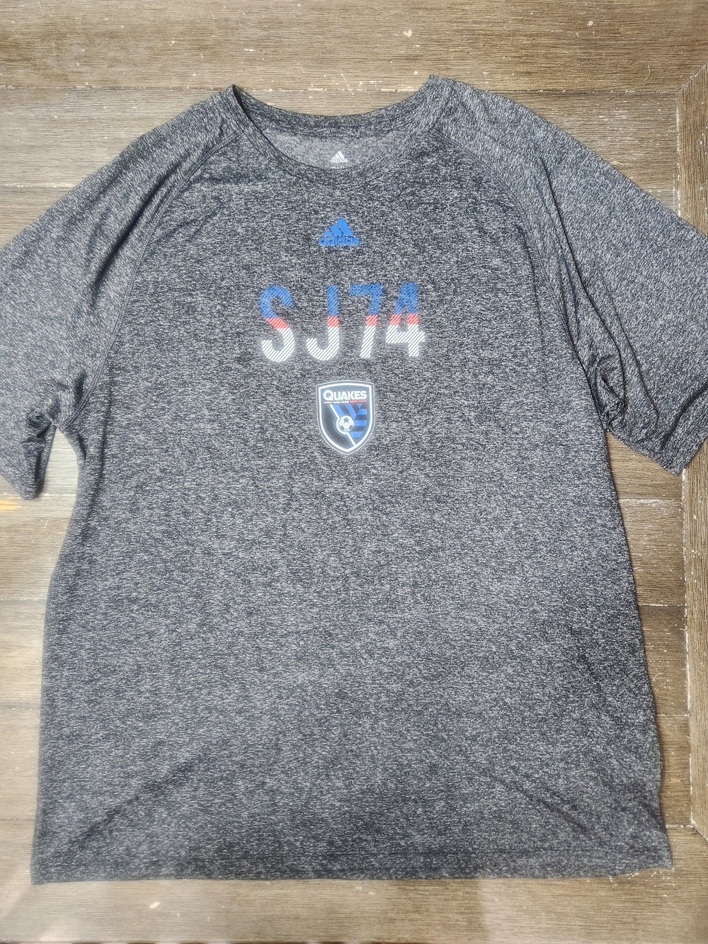 adidas Gray SJ74 Quakes Short Sleeve Performance Tee